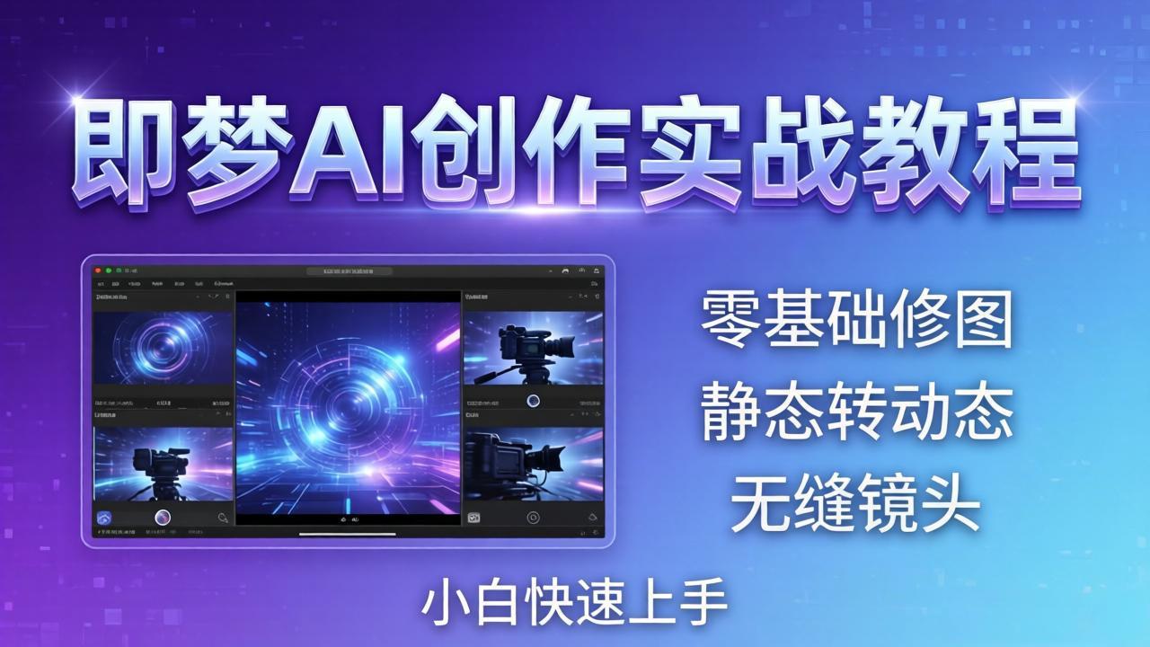 即梦AI创作实战教程，从零基础修图到AI导演，实战教学静态转动态+无缝镜头，小白快速上手-小创项目网