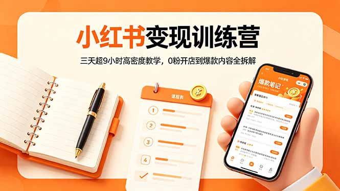 小红书变现训练营：三天超9小时高密度教学，0粉开店到爆款内容全拆解-小创项目网