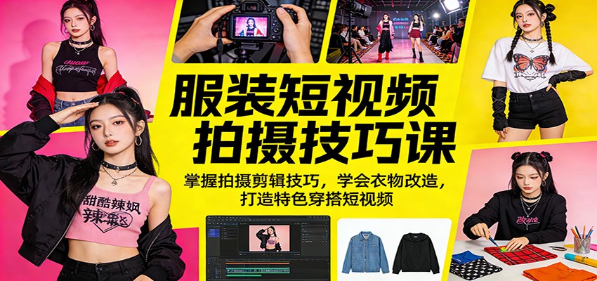 服装短视频拍摄技巧课：掌握拍摄剪辑技巧，学会衣物改造，打造特色穿搭短视频-小创项目网