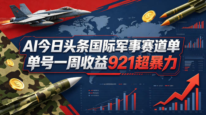 AI今日头条国际军事赛道，单号一周收益921，超暴力-小创项目网