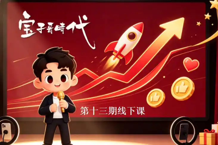 宝子哥抖音直播第13期VIP线下课9月5-6日，26年最值得看的直播课程，快速突破直播间流量瓶颈，打造高效起号闭环-小创项目网