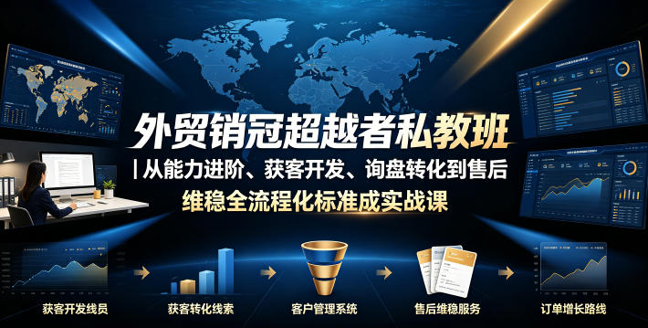 外贸销冠超越者私教班｜从能力进阶、获客开发、询盘转化到售后维稳全流程标准化成交实战课-寒山客