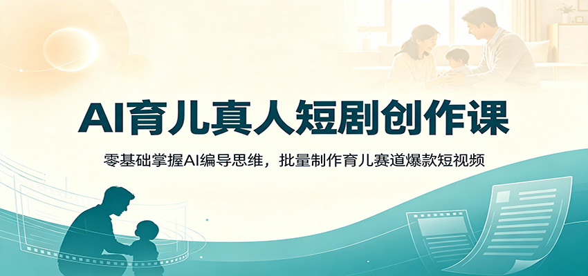 AI育儿真人短剧创作课：零基础掌握AI编导思维，批量制作育儿赛道爆款短视频-小创项目网