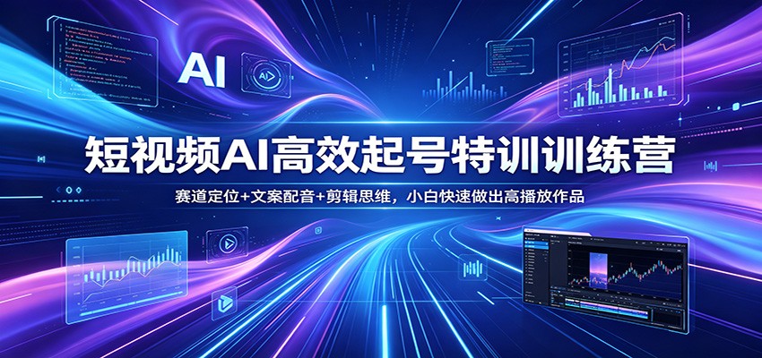 短视频AI高效起号特训训练营:赛道定位+文案配音+剪辑思维,小白快速做出高播放作品-小创项目网