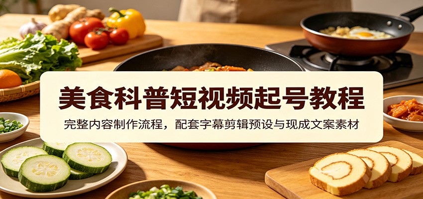 美食科普短视频起号教程：完整内容制作流程，配套字幕剪辑预设与现成文案素材-小创项目网