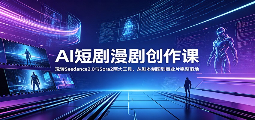 AI短剧漫剧创作课：玩转Seedance2.0与 Sora2两大工具，从剧本制图到商业片完整落地-寒山客