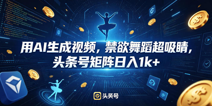 用AI生成视频，禁欲舞蹈超吸睛，头条号矩阵日入1k+-小创项目网