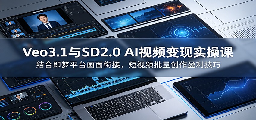 Veo3.1与SD2.0 AI视频变现实操课课：结合即梦平台画面衔接，短视频批量创作盈利技巧-小创项目网