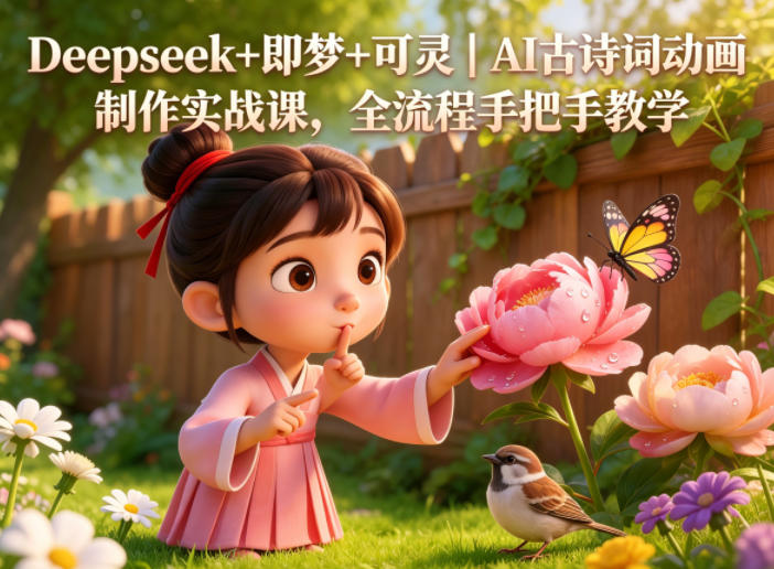 Deepseek+即梦+可灵｜AI古诗词动画制作实战课，全流程手把手教学-小创项目网