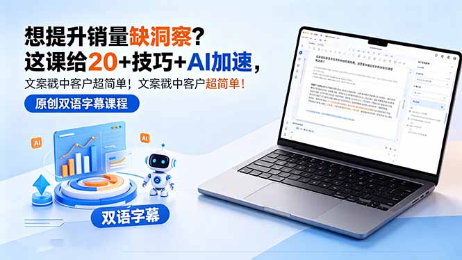 想提升销量缺洞察？这课给 20 + 技巧 + AI 加速，文案戳中客户超简单！【原创双语字幕】-小创项目网