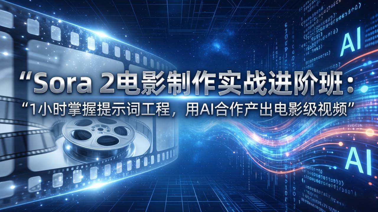 Sora 2电影制作实战进阶班：1小时掌握提示词工程，用AI合作产出电影级视频-小创项目网