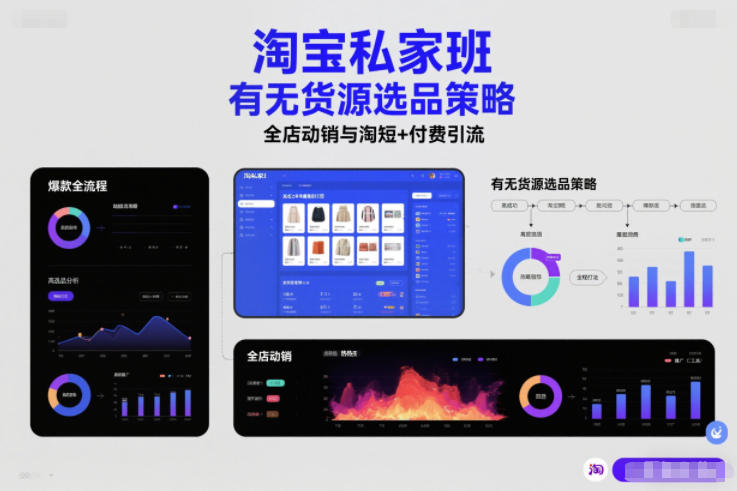 淘宝私家班，有无货源选品策略，高成功率爆款全流程打法，全店动销与淘短+付费引流(更新2026年5月22日)-小创项目网