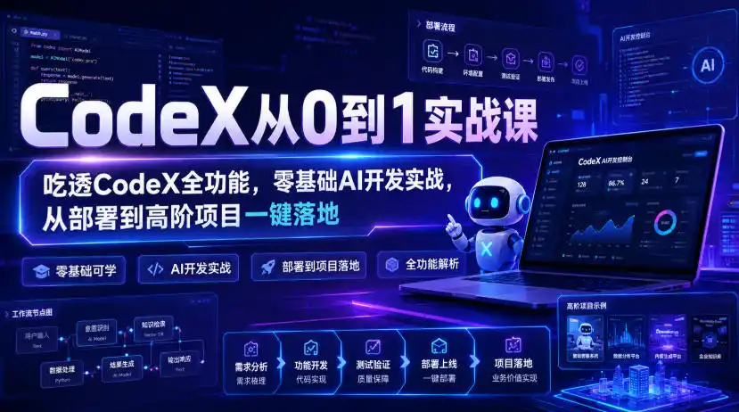 CodeX从0到1实战课，吃透CodeX全功能，零基础AI开发实战，从部署到高阶项目一键落地-小创项目网