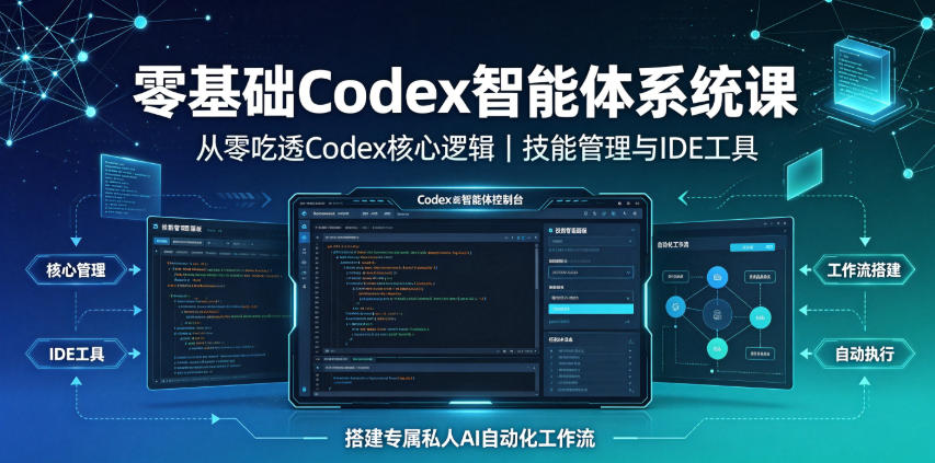 零基础Codex智能体系统课｜从零吃透Codex核心逻辑、技能管理与IDE工具，搭建专属私人AI自动化工作流-小创项目网