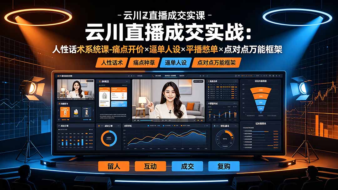 云川直播成交实战：人性话术系统课-痛点种草×塑品开价×逼单人设×平播憋单×点对点万能框架-小创项目网