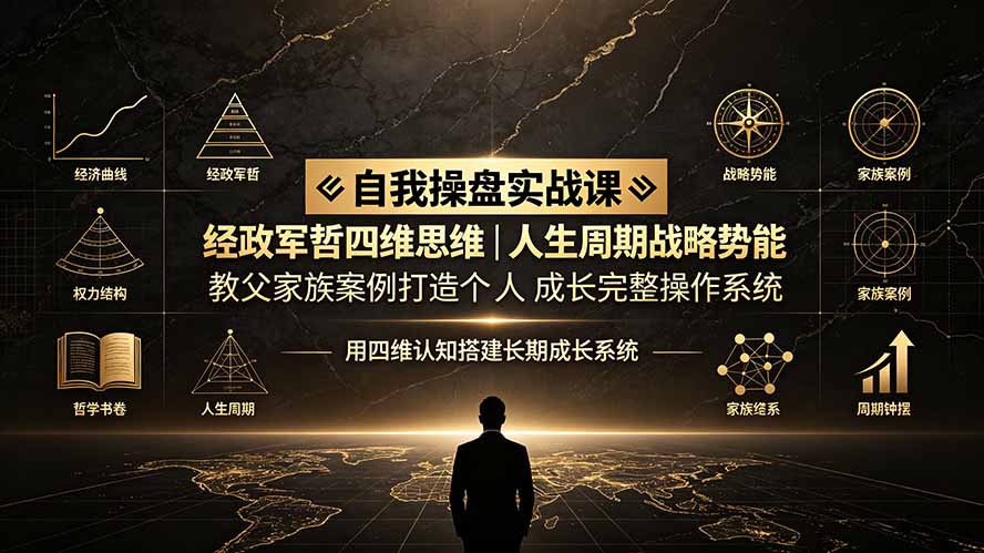 自我操盘实战课：经政军哲四维思维｜人生周期战略势能｜教父家族案例打造个人成长完整操作系统-小创项目网
