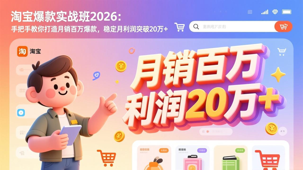 淘宝爆款实战班-2026年3月更新：手把手教你打造月销百万爆款，稳定月利润突破20万+-小创项目网
