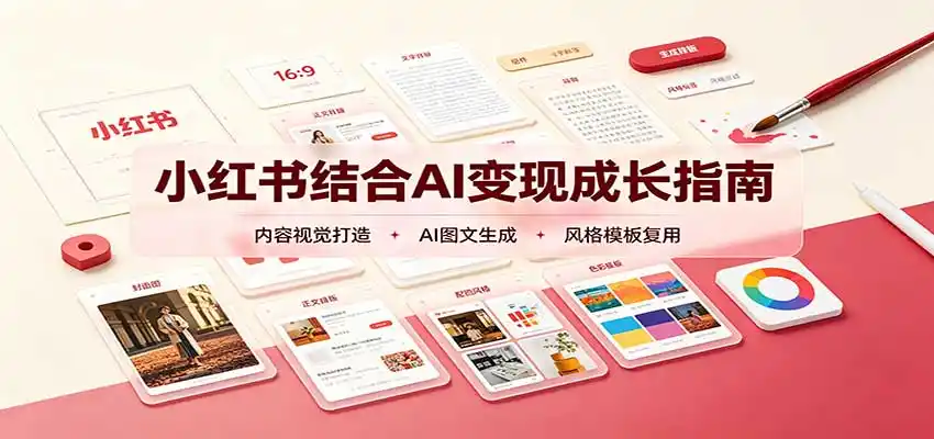 小红书结合AI变现成长指南:账号精准定位,内容视觉打造,搭建可复制流量获客体系-寒山客