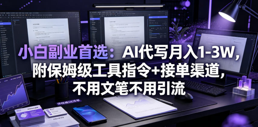 小白副业首选：AI代写月入1-3W，附保姆级工具指令+接单渠道，不用文笔不用引流【揭秘】-寒山客