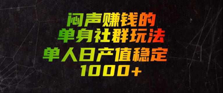 闷声賺钱的单身社群玩法，单人日产值稳定1000+【揭秘】-小创项目网
