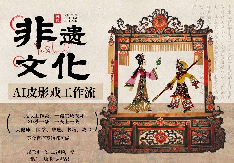 AI一键生成民俗文化非遗皮影戏视频，一刀不剪无需剪辑，30S一条，一天上百条，流量财富嘎嘎猛-小创项目网