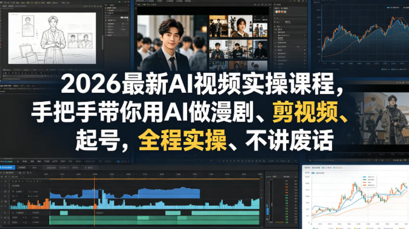 2026最新AI视频实操课程，手把手带你用AI做漫剧、剪视频、起号，全程实操、不讲废话-小创项目网