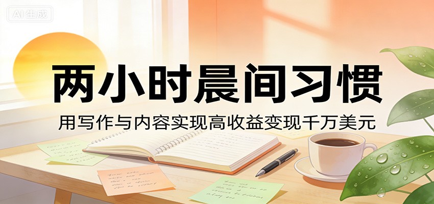 付费文章：两小时晨间习惯，用写作与内容实现高收益变现千万美元-小创项目网