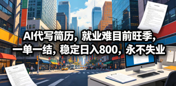 AI代写简历，就业难目前旺季，一单一结，稳定日入800，永不失业-小创项目网