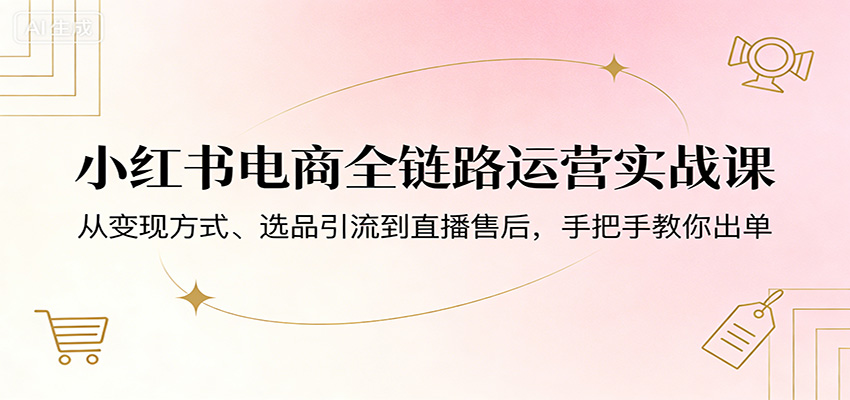 小红书电商全链路运营实战课：从变现方式、选品引流到直播售后，手把手教你出单-小创项目网