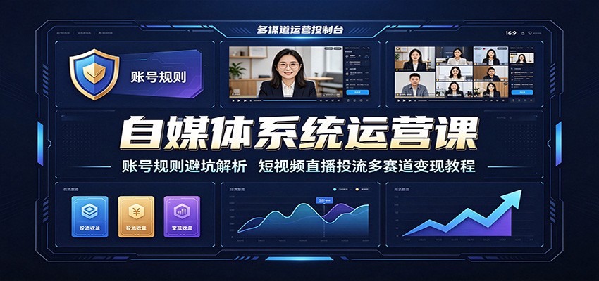 自媒体系统运营课：账号规则避坑解析，短视频直播投流多赛道变现教程-小创项目网