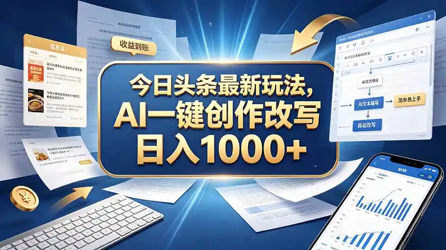 今日头条最新玩法，AI 一键创作改写，简单易上手，轻松日入 1000 +-寒山客