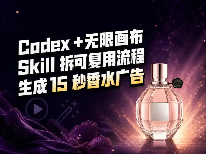 我把Amazon香水视频拆成Codex Skill：无限画布负责最后15秒-小创项目网