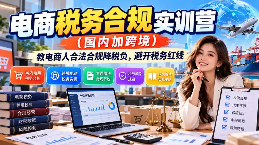 电商税务合规实训营(国内加跨境)，教电商人合法合规降税负，避开税务红线-小创项目网