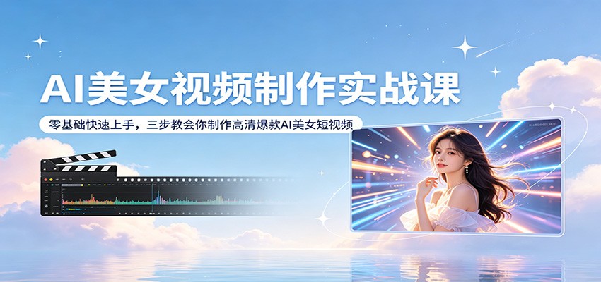 AI美女视频制作实战课：零基础快速上手，三步教会你制作高清爆款AI美女短视频-小创项目网