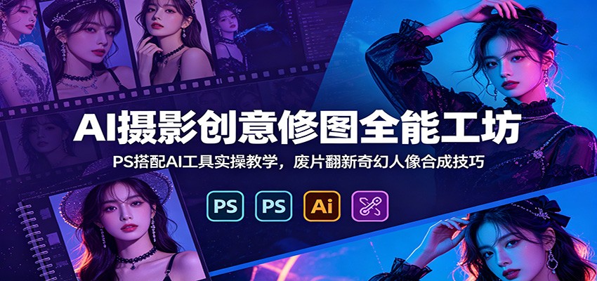 AI摄影创意修图全能工坊：PS搭配AI工具实操教学，废片翻新奇幻人像合成技巧-寒山客