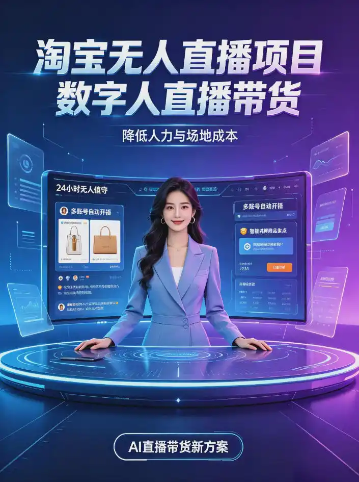 淘宝AI无人直播带货，24小时自动开播低门槛副业，无需真人长时间出镜，持续引流出单【揭秘】-小创项目网