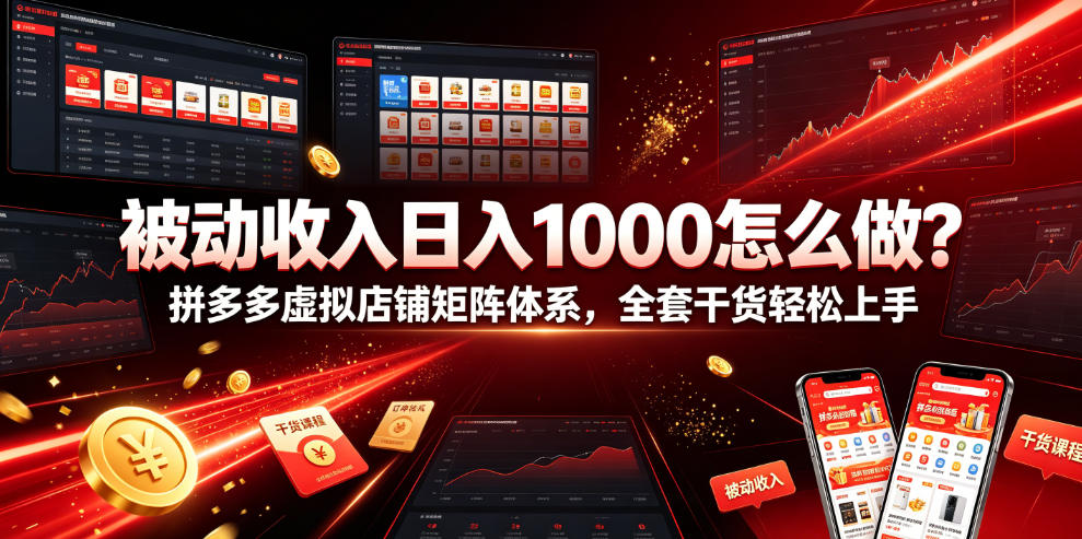 被动收入日入1000怎么做？拼多多虚拟店铺矩阵体系，全套干货轻松上手【揭秘】-寒山客