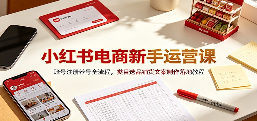 小红书电商新手运营课：账号注册养号全流程，类目选品铺货文案制作落地教程-小创项目网