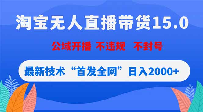 淘宝无人直播带货15.0，不封号，不违规，公域玩法，首发全网日入2000+-小创项目网