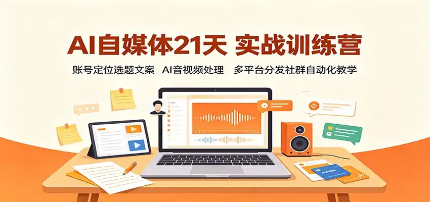 AI自媒体21天实战训练营：账号定位选题文案，AI音视频处理，多平台分发社群自动化教学-小创项目网