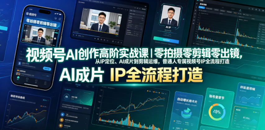 视频号AI创作高阶实战课｜零拍摄零剪辑零出镜，从IP定位、AI成片到剪辑运维，普通人专属视频号IP全流程打造-寒山客