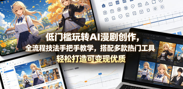 低门槛玩转AI漫剧创作，全流程技法手把手教学，搭配多款热门工具，轻松打造可变现优质作品-小创项目网