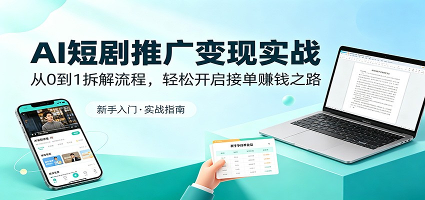 AI短剧推广变现实战：从0到1拆解流程，轻松开启接单赚钱之路-小创项目网