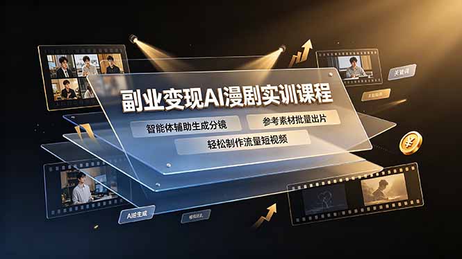 副业变现AI漫剧实训课程，智能体辅助生成分镜，参考素材批量出片，轻松制作流量短视频-寒山客