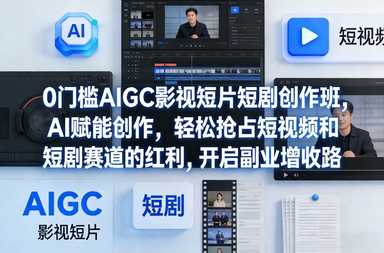 0门槛AIGC影视短片短剧创作班，AI赋能创作，轻松抢占短视频和短剧赛道的红利，开启副业增收路-小创项目网
