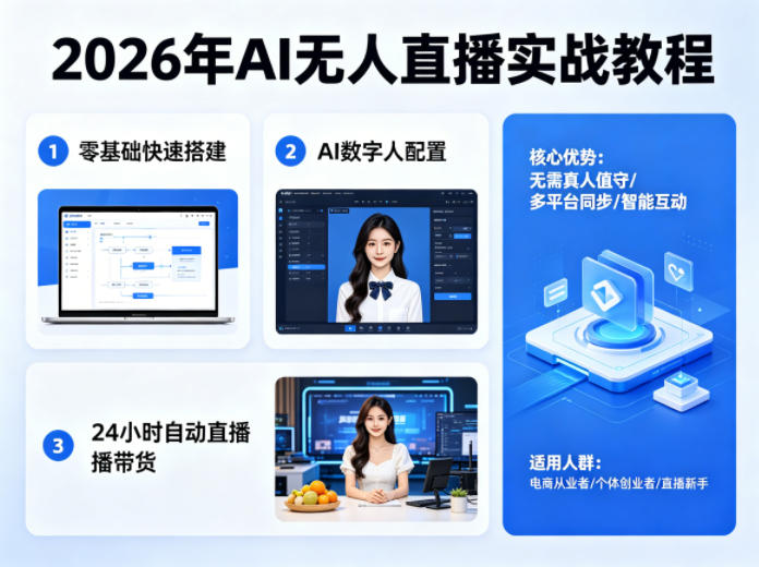 2026年AI无人直播实战教程，零基础也能快速搭建AI数字人无人直播间，实现24小时自动直播带货-小创项目网