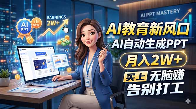 AI教育新风口，AI自动生成PPT，月入2W+，无脑赚，告别打工-小创项目网