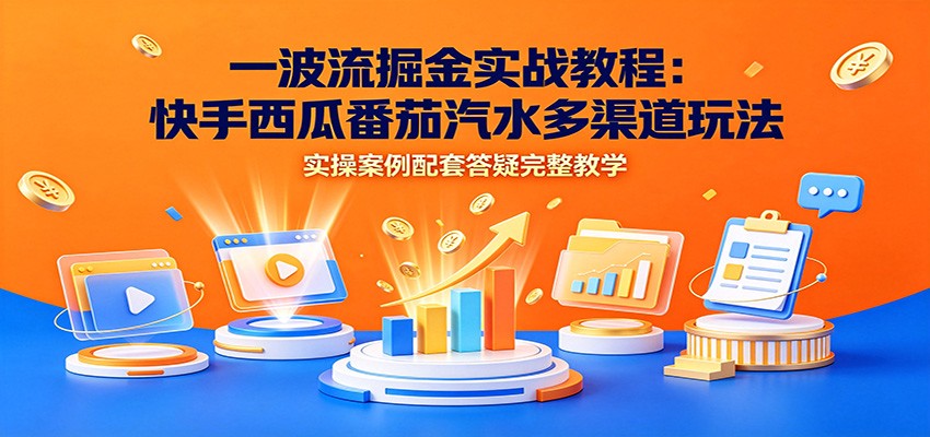 一波流掘金实战教程：快手西瓜番茄汽水多渠道玩法，实操案例配套答疑完整教学-小创项目网