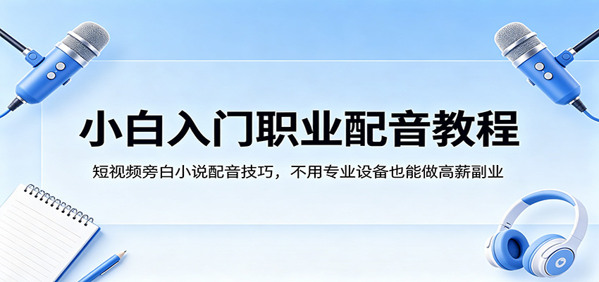 小白入门职业配音教程,短视频旁白小说配音技巧,不用专业设备也能做高薪副业-小创项目网