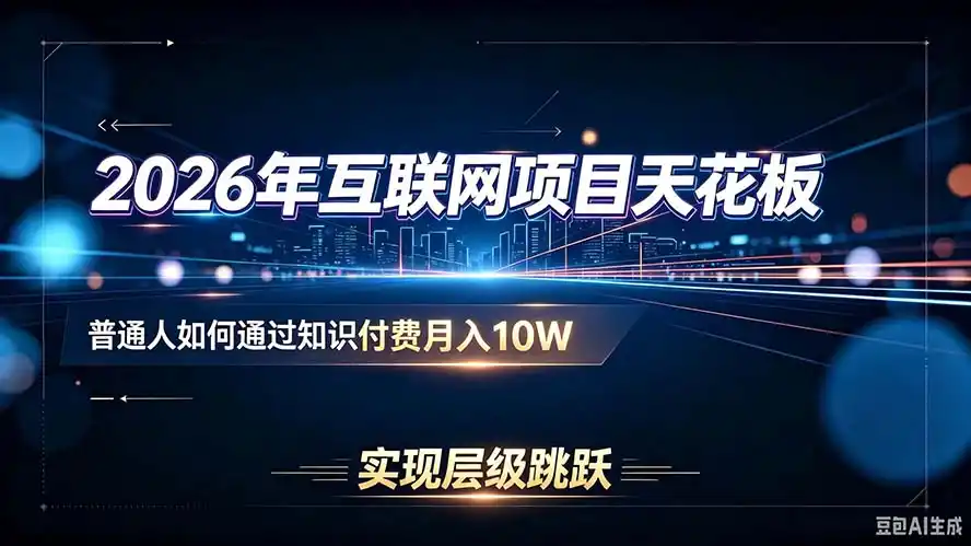 2026年互联网项目天花板：普通人如何通过知识付费月入10W，实现层级跳跃-小创项目网